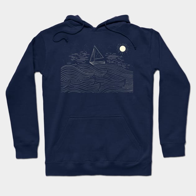 Sailboat In Waves On Ocean Line Art Hoodie by JakeRhodes